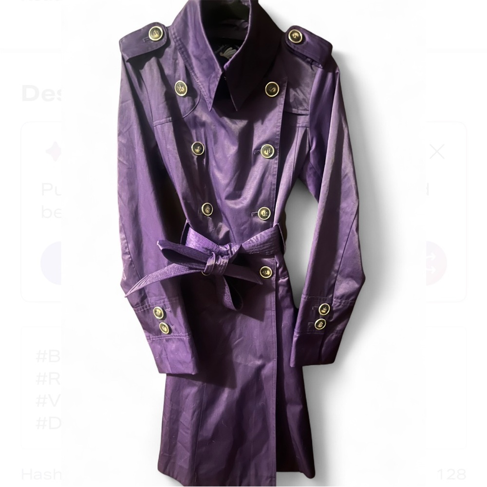 Vintage Green with Envy Purple Trench Coat